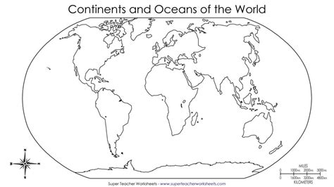 Continents And Oceans Coloring Page