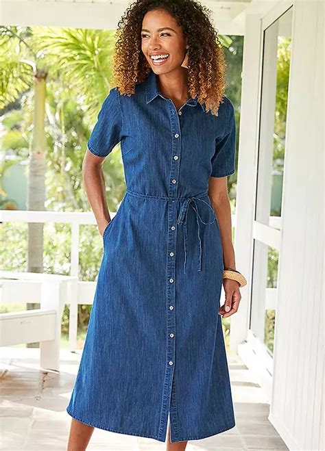 Cotton Traders Denim Midi Shirt Dress Freemans