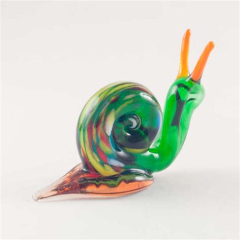 Glass Snail Figurine Green Color - Hand Blown Glass Figurines