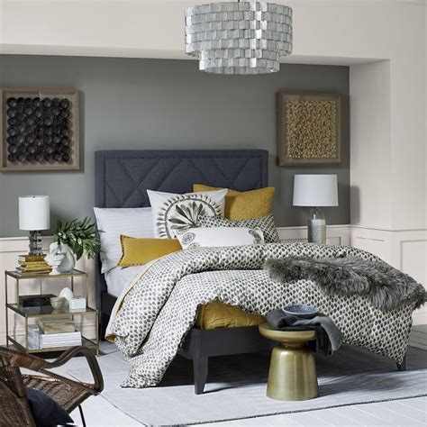 Pretty Mustard And Gray Combination Remodel Bedroom Eclectic