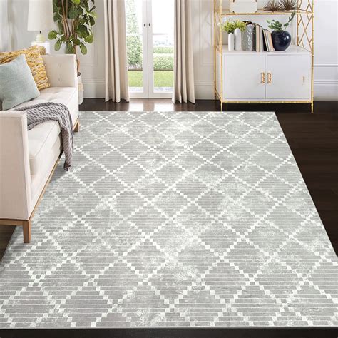 GlowSol Large 9 X 12 Area Rug Modern Geometric Diamond Distressed