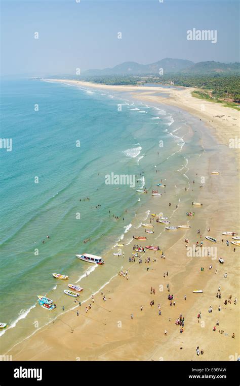 View of the beach from the tower-gopuram in Murudeshwar, Karnataka ...