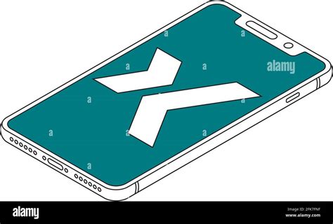 Xing Logo On Iphone X Display Isometric Outline Vector Illustration