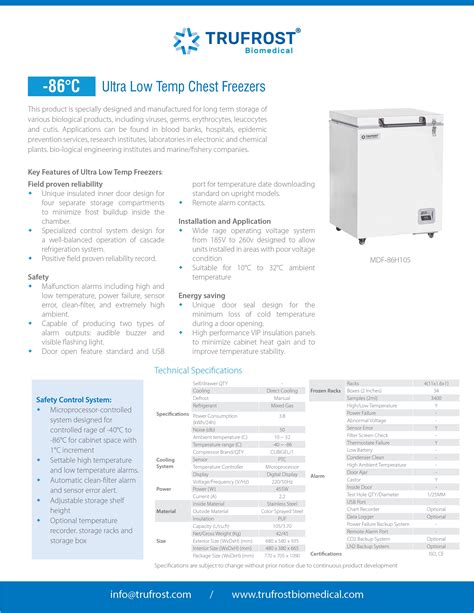 MDF 86H105 Trufrost Biomedical