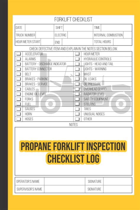 Propane Forklift Inspection Checklist Log Daily Forklift Operator Safety And Maintenance Log