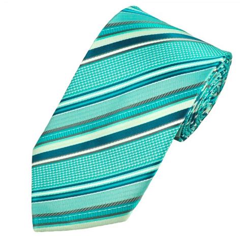 Shades Of Blue And Silver Stripe Patterned Extra Long Tie From Ties Planet Uk