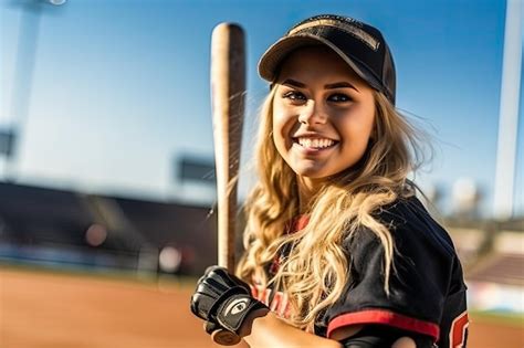 Premium AI Image A Woman Holding A Baseball Bat