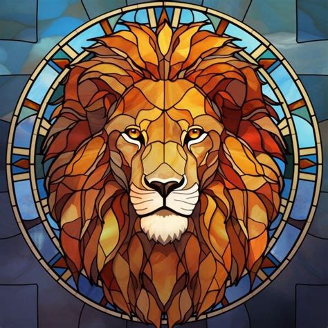 Lion Stained Glass Window Cling Lion Faux Stained Glass Window Film