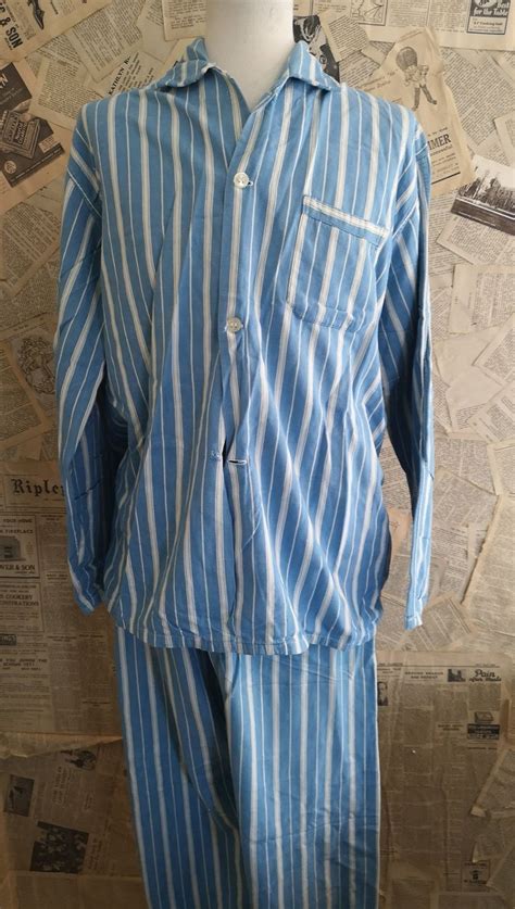 Vintage Mens S Striped Pyjamas Traditional Pj S In