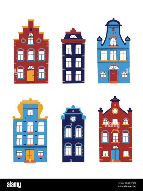 Vector Set Of Minimalistic Traditional Houses Vector Collection Of