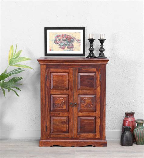 Buy Airavana Sheesham Wood Cabinet In Scratch Resistant Honey Oak