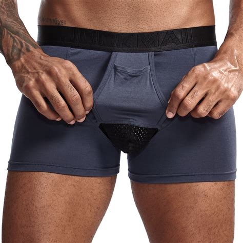 Underwear Men Boxer Mesh Pouch Penis Scrotum Separation U Convex