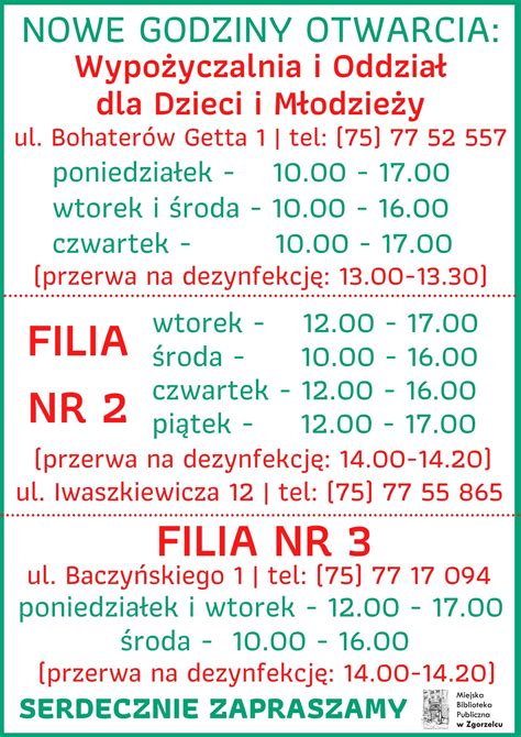 Nowe Godziny Otwarcia Bibliotek Od 1 Czerwca 2020 R Zgorzelec