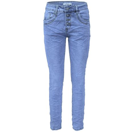 Jewelly Damen Stretch Jeans Five Pocket Im Crash Look Boyfriend Hos