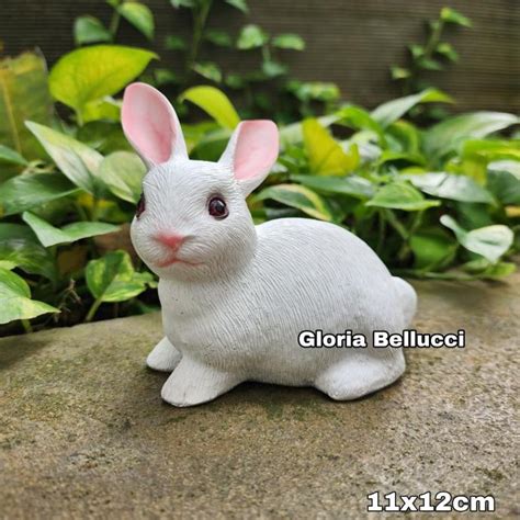 Jual Patung Kelinci Putih Anggora Pajangan Rabbit Hiasan Decor Taman