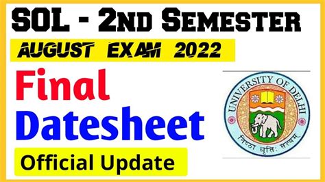 Sol Second Semester Final Datesheet Official Update Du Sol