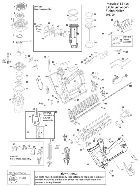 Paslode 18 Gauge Finish Nailer Parts Diagram