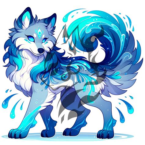 Water Elemental Wolf Adoptable Character Digital Download HD Image - Etsy
