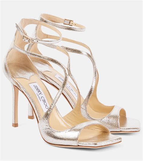 Azia 95 Leather Sandals In Silver Jimmy Choo Mytheresa