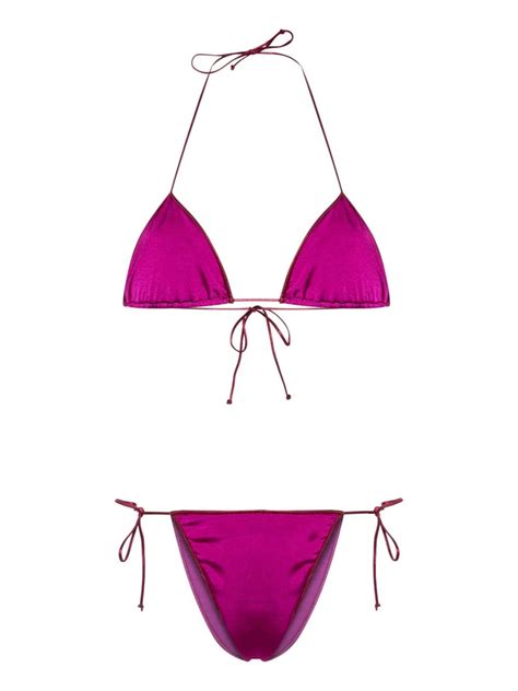 Reina Olga Sam Satin Finish Bikini Set Purple FARFETCH