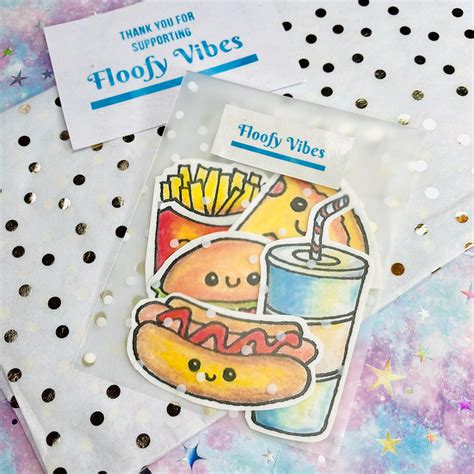 Cute Kawaii Fast Food Sticker Set Pack Matt Or Glossy Etsy