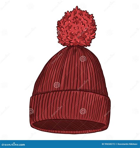 Vector Cartoon Knitted Hat With Pompom Stock Vector Illustration Of Design Head 99658272