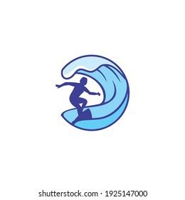 Surfing Logo Design Surfer Wave Vector Stock Vector Royalty Free