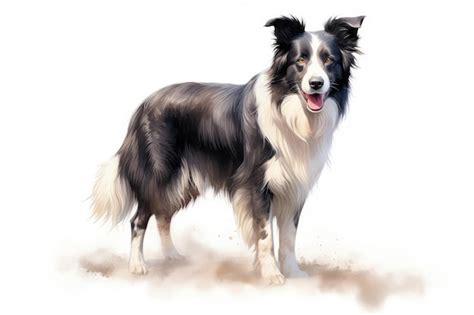 Premium Ai Image Border Collie Dog Creative Illustration Generative Ai