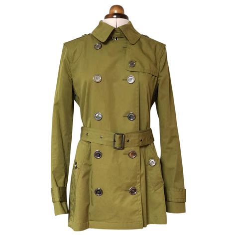 Burberry Brit Trench Coats Olive Green Cotton Ref156010 Joli Closet