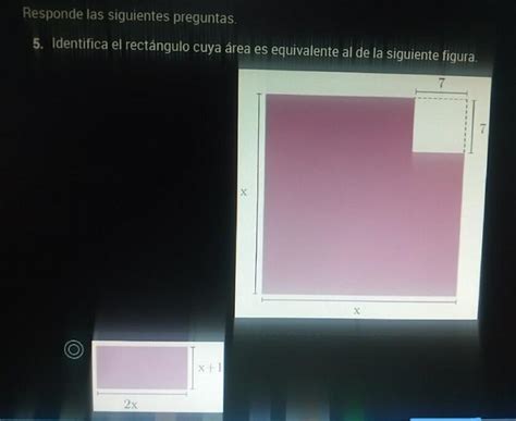 Identifica el rectángulo cuya área es equivalente al de la siguiente