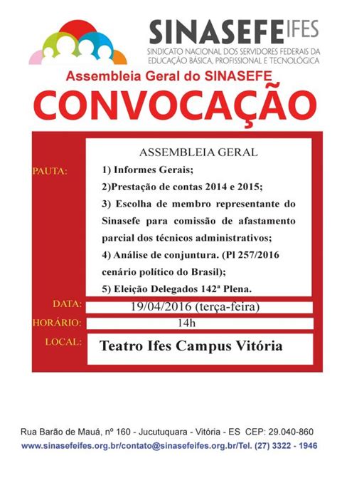 Convoca O Assembleia Geral Vai Analisar Presta O De Contas Do