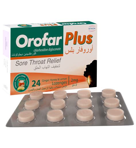 Buy Orofar Plus Sore Throat Lozenges Ginger Honey And Lemon Chlorhexidine