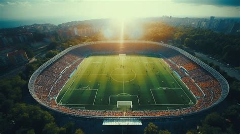 Premium AI Image | Aerial view of the soccer stadium