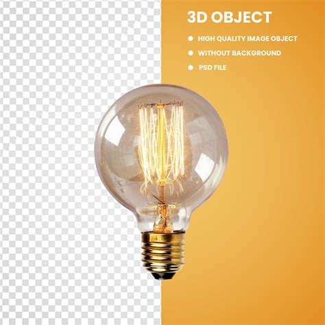 Premium Psd Slights With Rays Realistic Light Bulb Turn On Tungsten