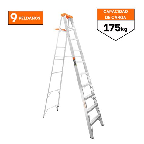 Ripley ESCALERA TRUPER TIPO TIJERA SOPORTA 175 KG 10436 9 PELDAÑOS