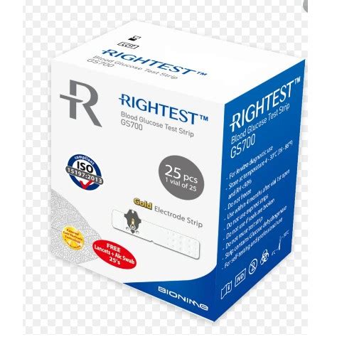 RIGHTEST GS700 BIONIME GLUCOSE TEST STRIP 25 S Free Alcohol Swab