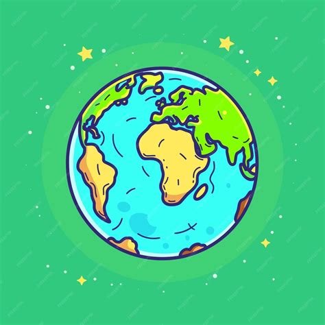 Premium Vector Cartoon Planet Earth Illustration Vector Design Icon