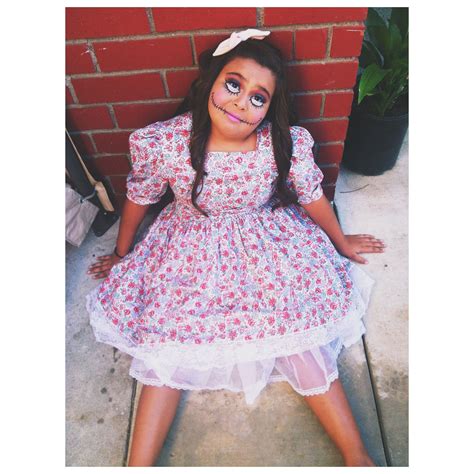 DIY creepy doll costume we did for my little sister. Thrifted the dress ...