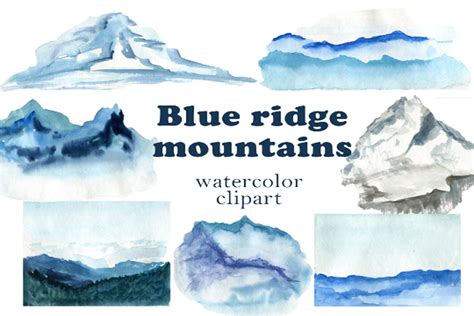 Watercolor Blue Ridge Mountains Clipart Graphic by InnnaArt · Creative ...