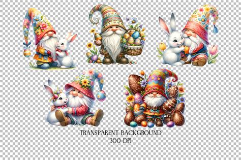 Easter Gnome Clipart Png Cute Gnomes Bundle By Vasmila Design