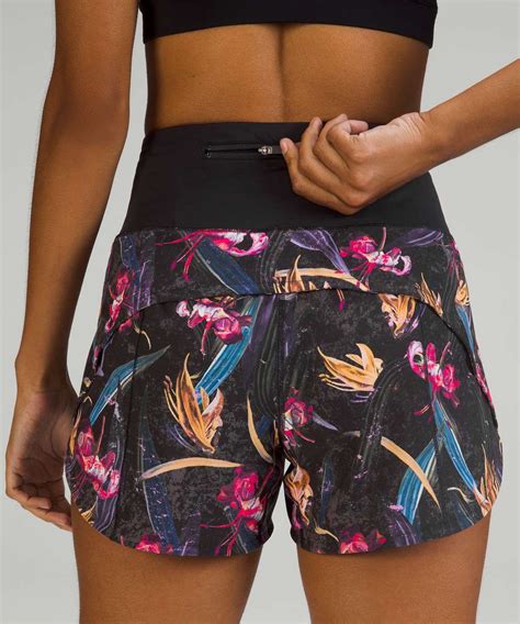 Lululemon Speed Up High Rise Lined Short 4 Veiled Floral Black Multi