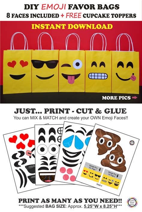 Emoji Party Printables Emoji Emoji Party Favor Bags Diy Emoji