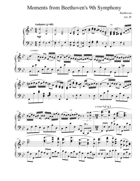 Moments From Beethovens 9th Symphony Arr Jerremy Fender By Ludwig Van Beethoven Sheet Music