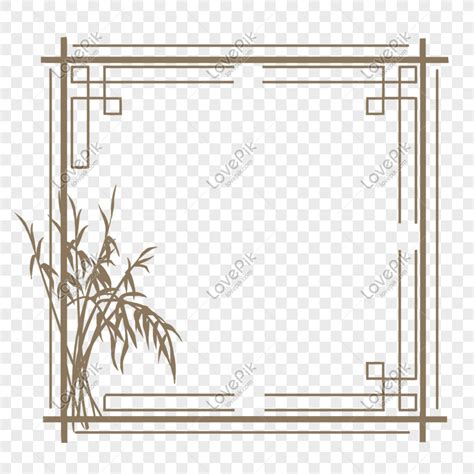 Hand Painted Chinese Border Plant Tradition Border PNG Transparent