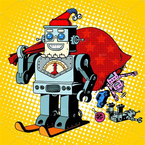 Robot Santa Claus Christmas gifts | Technology Illustrations ~ Creative ...