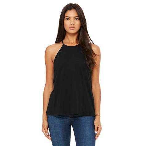 Bella Canvas Womens Black Flowy High Neck Tank