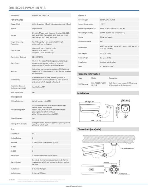 Dahua Itc Pw M Irlzf B Mp Ai Access Anpr Camera Security System Asia