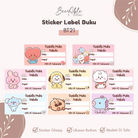 Jual Sticker Buku Bt21 Stiker Label Nama Buku Tulis Pelajaran Anak Sekolah Shopee Indonesia