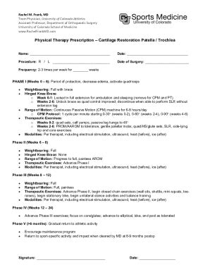 Fillable Online RMF PT Protocol Cartilage Restoration Patella Fax