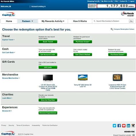 Capital One Miles Rewards Redemption Chart: A Visual Reference of ...